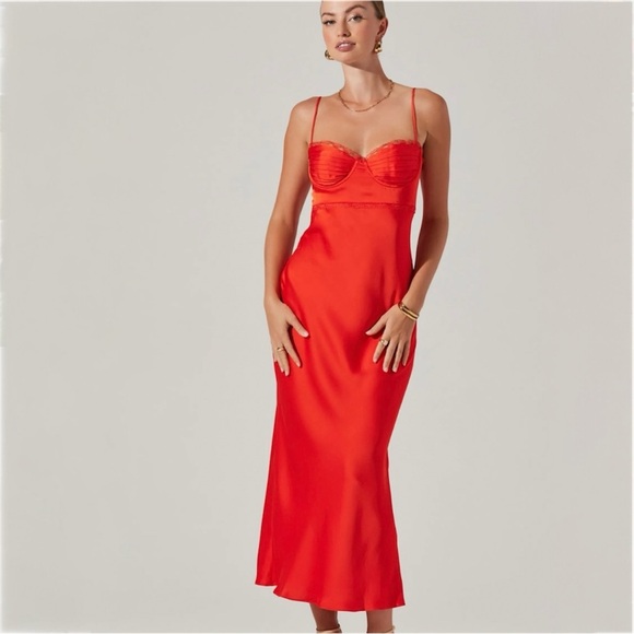 ASTR Florianne Satin Maxi Dress Orange Size Small. Worn once. - Picture 1 of 12